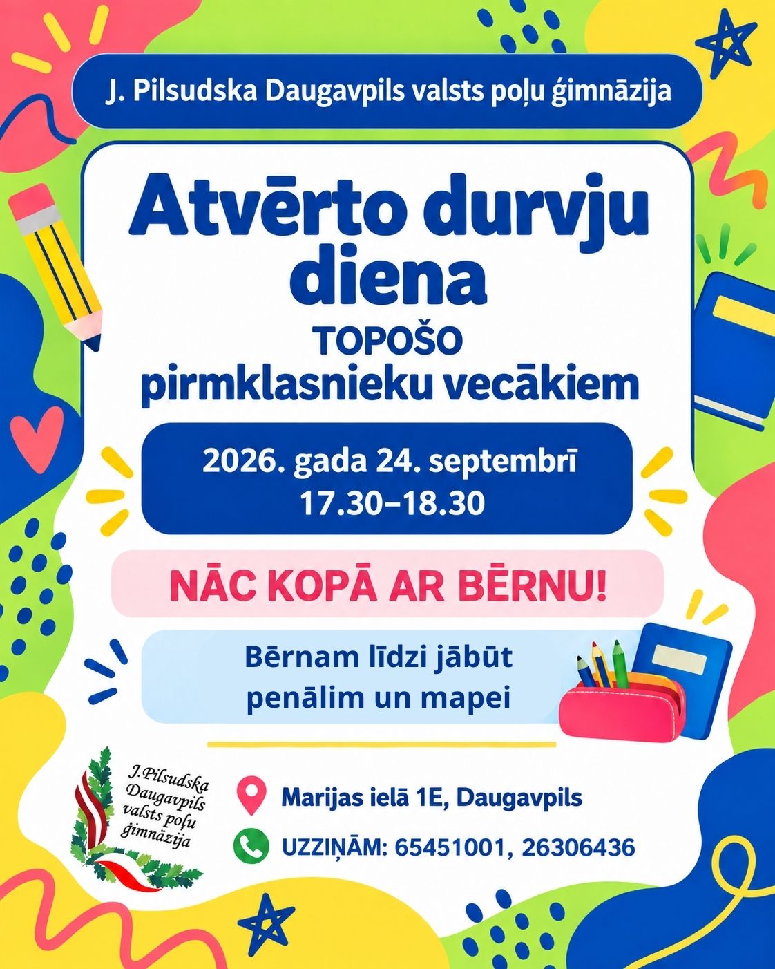 Atvērto durvju diena topošo pirmklasnieku vecākiem